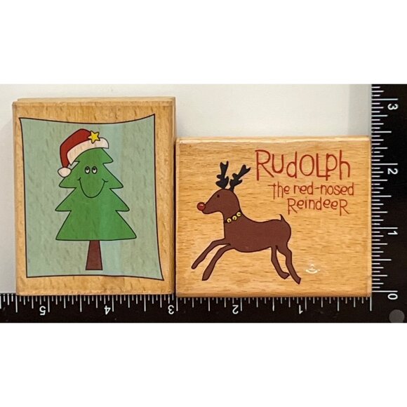 2 2008 HAMPTON ART STUDIO G RUBBER STAMPS RUDOLPH REINDEER HOLIDAY BY KATIE HALL - Picture 2 of 5